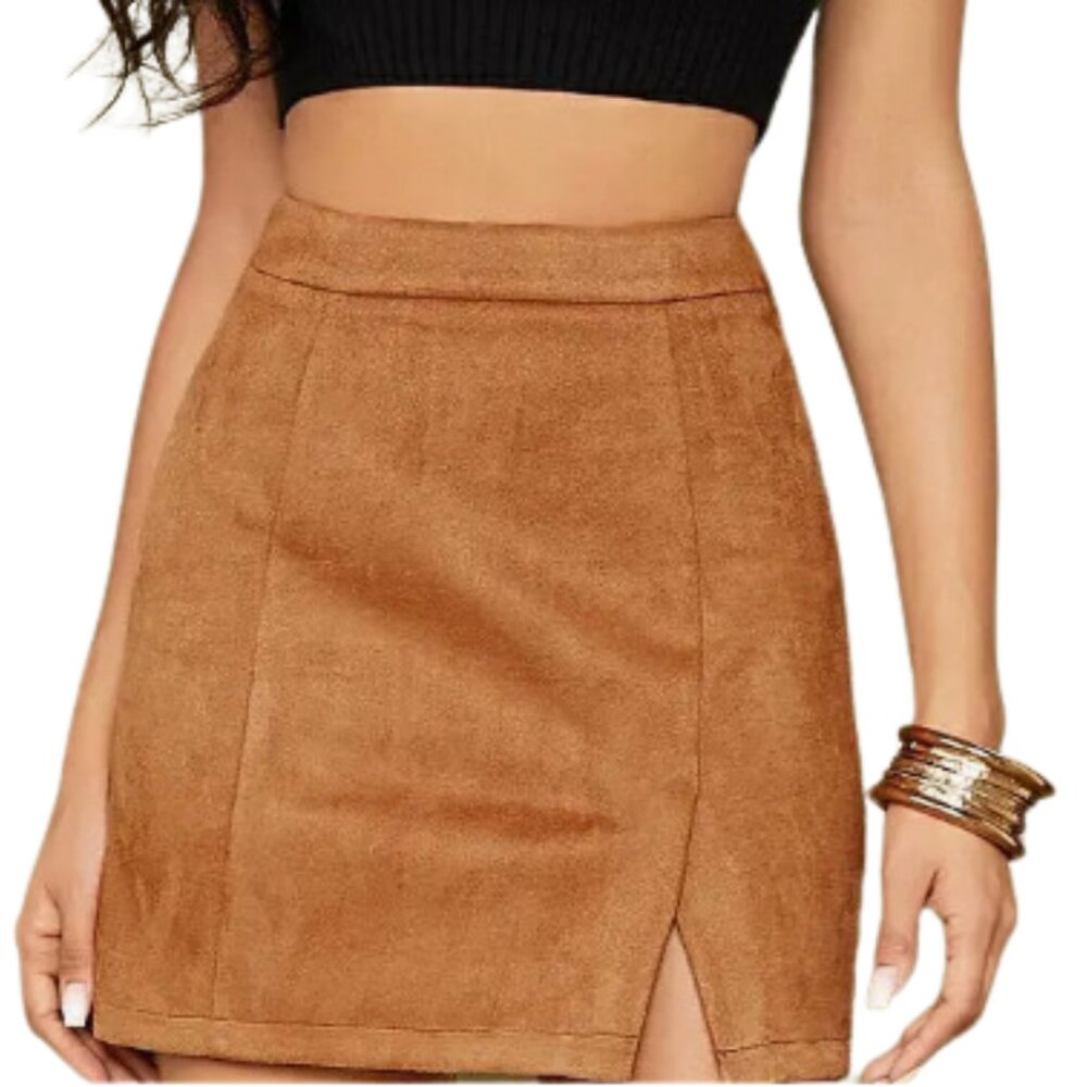 High-Waist Slit Mini Skirt